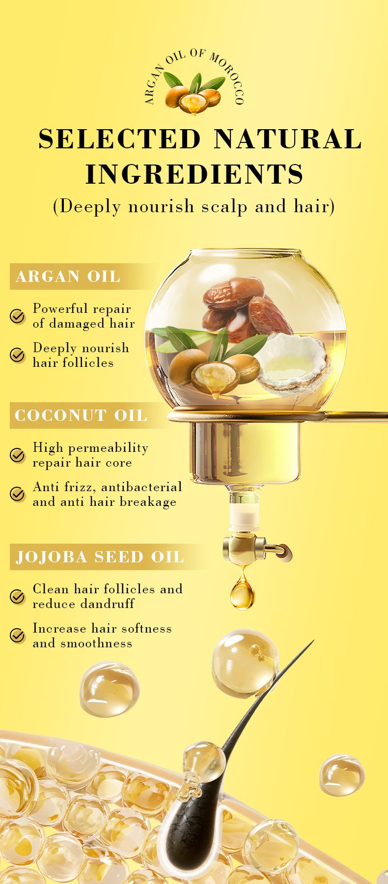 Trattamento per capelli con olio essenziale di Argan marocchino inglese Smoothness TK_voghion.com