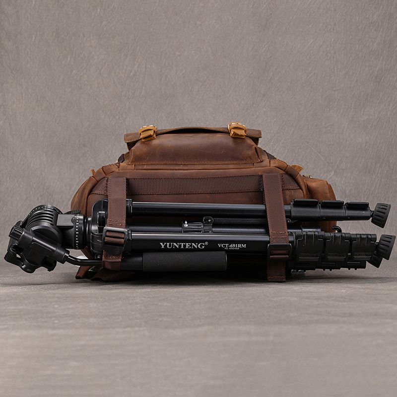 Crazy Horse Photography Men's Large Capacity Backpack Cowhide Travel Outdoor Genuine Leather DSLR Camera Bag_voghion.com