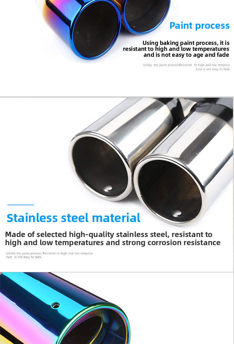 Copertura del gas di scarico in acciaio inossidabile, decorazione per singolo tubo di scarico per auto, gola di coda universale_voghion.com