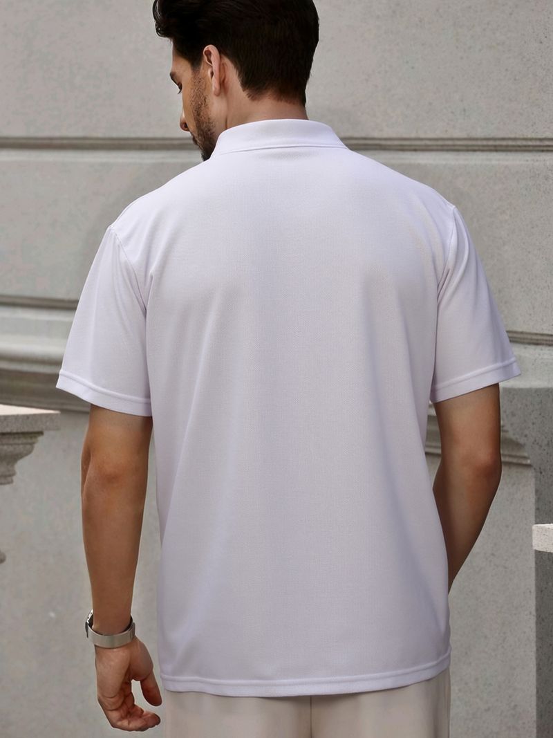 Herrenbekleidung Business-Hemd mit Revers und kurzen Ärmeln und Kamelstickerei Business Casual Daily Tops_voghion.com