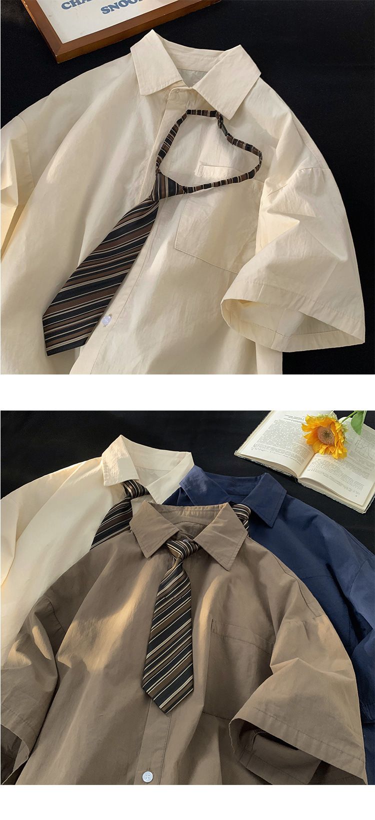 Short Sleeved Workwear Men's Summer Tie, DK Uniform Shirt, Rugged And Handsome, High-end Brand, Trendy Couple, College_voghion.com