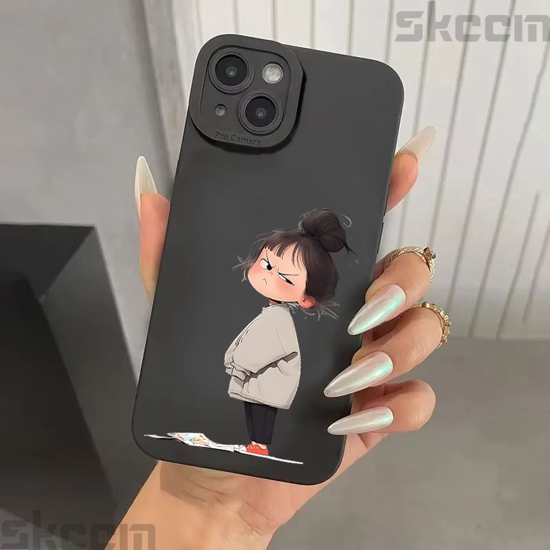 Cute Cartoon Little Girl Printed Silicone Case For Samsung Galaxy S25 Ultra S24 Plus S23 S22 S21 S20 FE A55 A54 A15 A35 Cover_voghion.com