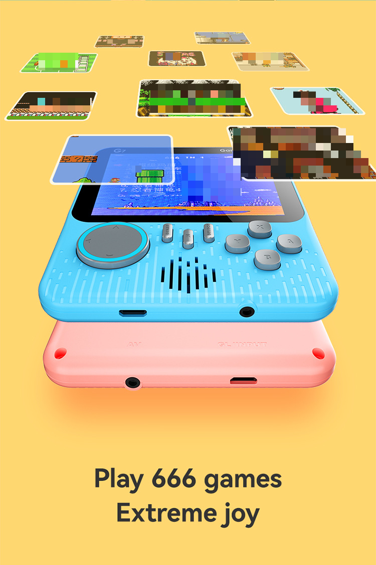 Handheld Gaming Console Ultra-Thin G7 Retro Portable Game Console with 666 Classic Games, HD Color Screen, FC Game Cartridge Console_voghion.com