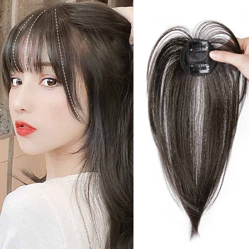 Fake 3D French Air Synthetic Fringe Clip on Extension Invisible Hair Bangs Wig Piece_voghion.com