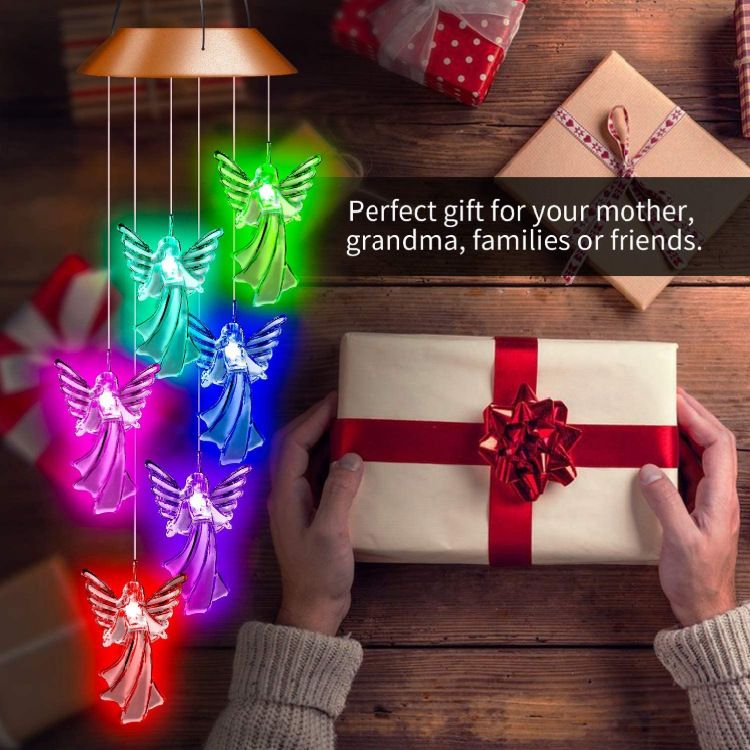 Solar-Powered Angel & Owl Wind Chime Lights – Color-Changing Outdoor LED String Lights For Garden, Patio, Christmas & Holiday Decor_voghion.com