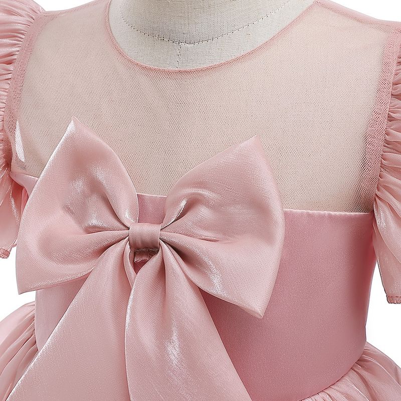 Mother & Kids Girls dress bow princess dress performance costume Christmas puffy cake dress flower girl wedding dress dress_voghion.com