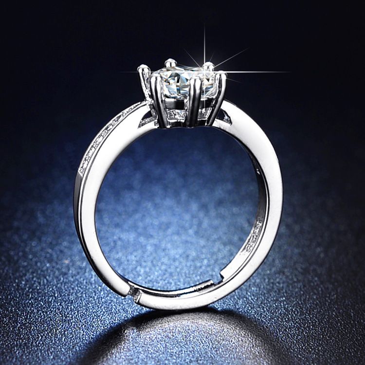 Moissanite kalp sekiz ok kadın bir karat basit altı pençeli alyans pırlanta yüzüğünün canlı yayın satışları,_voghion.com