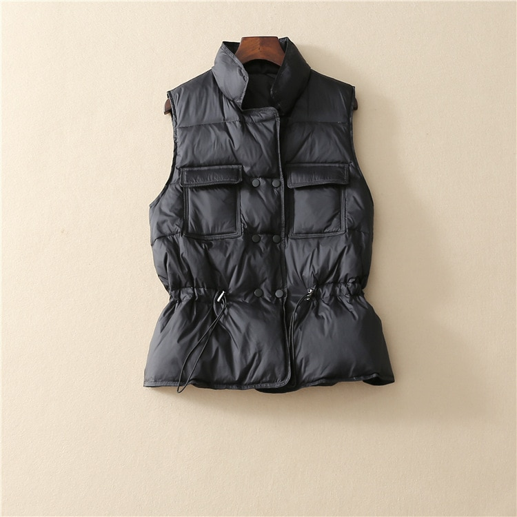 2023 New Light Down Vest Women Gilet corto Gilet caldo leggero antivento Cappotto da donna in piumino d'anatra bianco_voghion.com