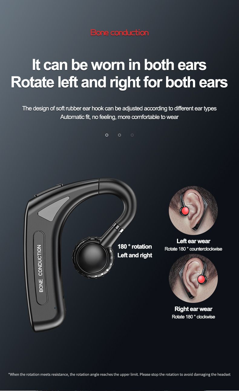 Neu Bluetooth-Headset Knochenleitung Ohrbügel Nicht-In-Ear Business Sports Stereo Headset_voghion.com