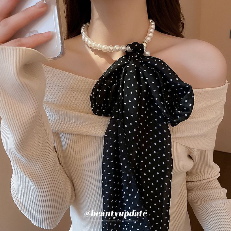 Nuova collana di perle lunghe, nicchia femminile, sensazione di alta qualità, sciarpa con stampa leopardata, nastro, nuova sciarpa alla moda e versatile_voghion.com