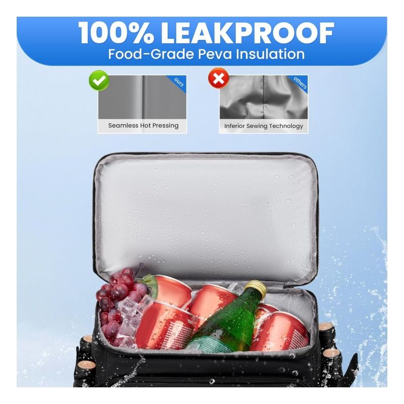 Double Shoulder Refrigerated Backpack Oxford Cloth Cooler Suitable For Men And Women 2 Leak Proof Compartments Cold_voghion.com