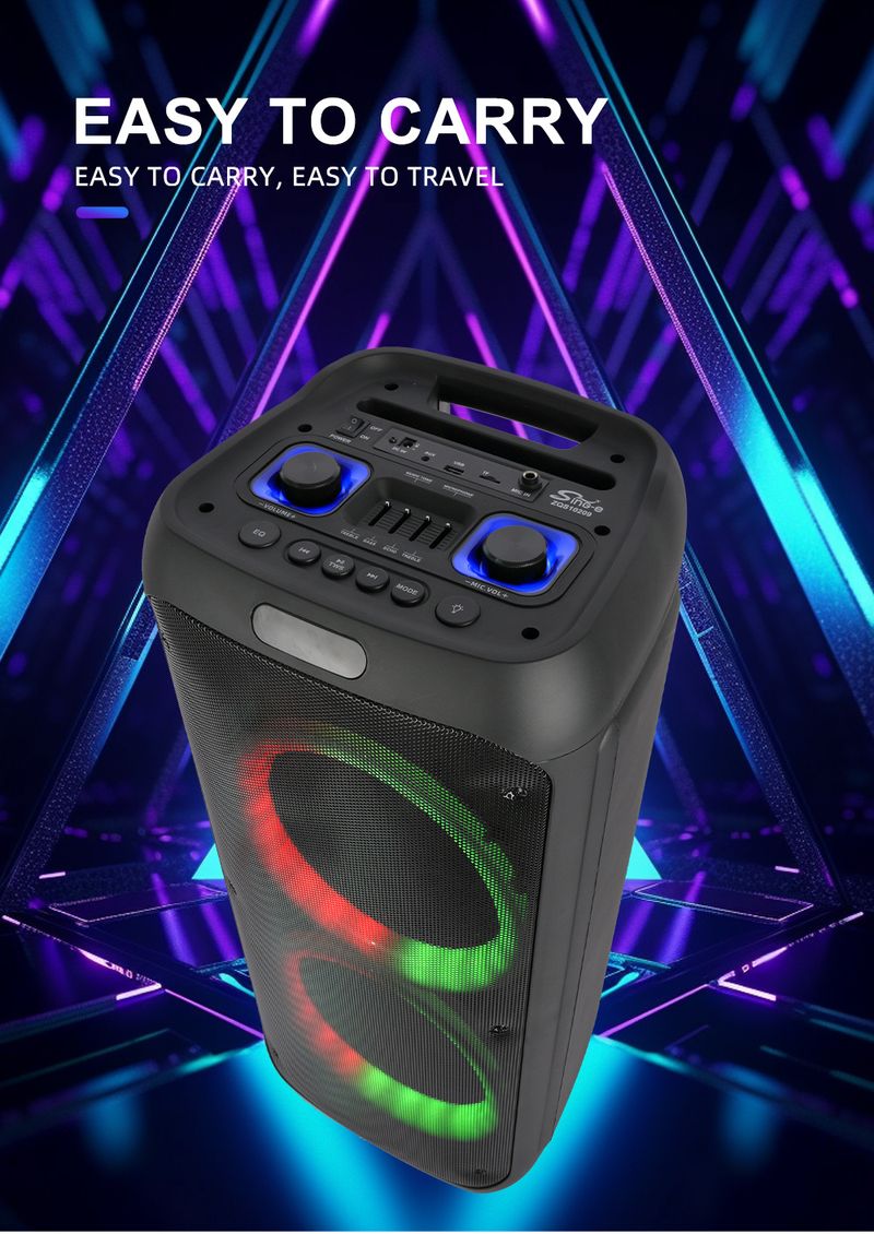 ZQS10209 Nešiojamas „Bluetooth“ RGB diafragmos šviesos garso didelės galios dvigubas 8 colių žemųjų dažnių garsiakalbis_voghion.com