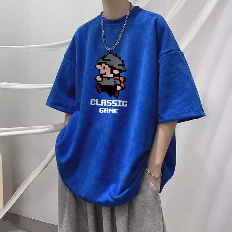 T-shirt estiva da uomo a maniche corte, alla moda, semplice e versatile, 100% cotone puro, taglia 2-300 libbre_voghion.com