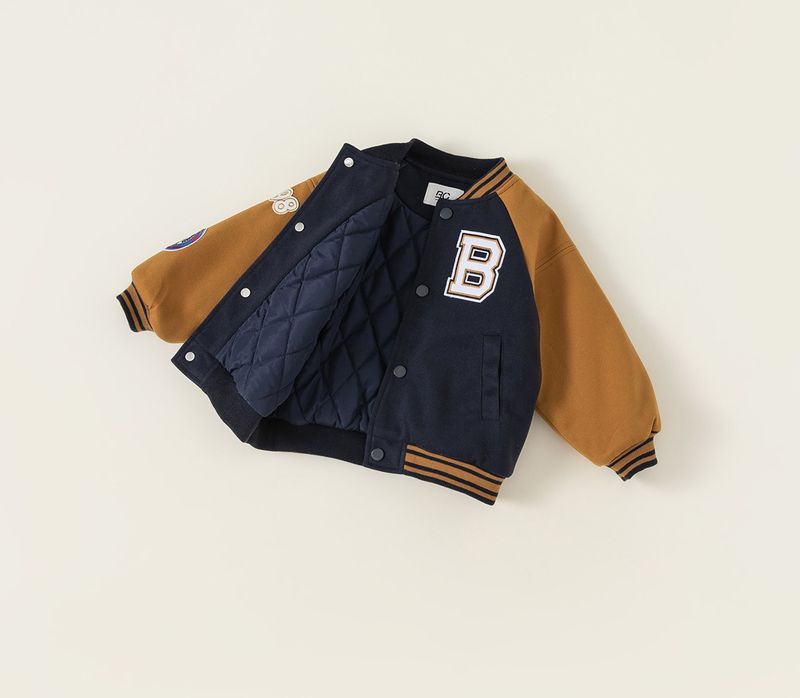 Sportliches Baseballtrikot für Jungen, gepolsterte Schulterärmel, Herbst- und Winterjacke aus dicker Baumwolle_voghion.com