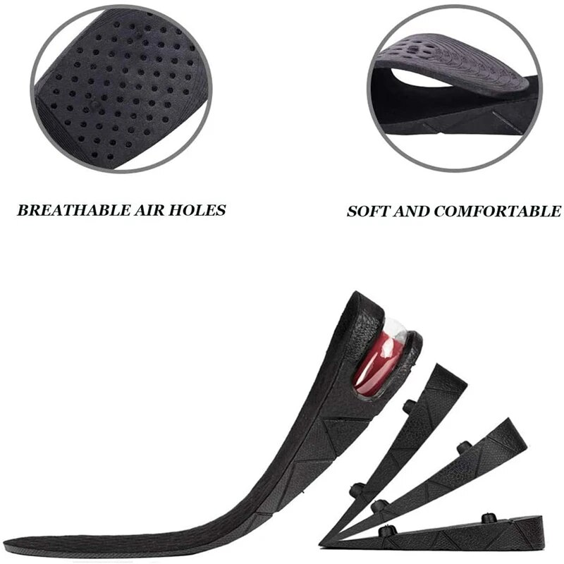 Palmilhas de aumento de altura almofada de sapato de ar inserção de elevador masculino feminino 3-9cm palmilha invisível variável corte ajustável mais alto_voghion.com