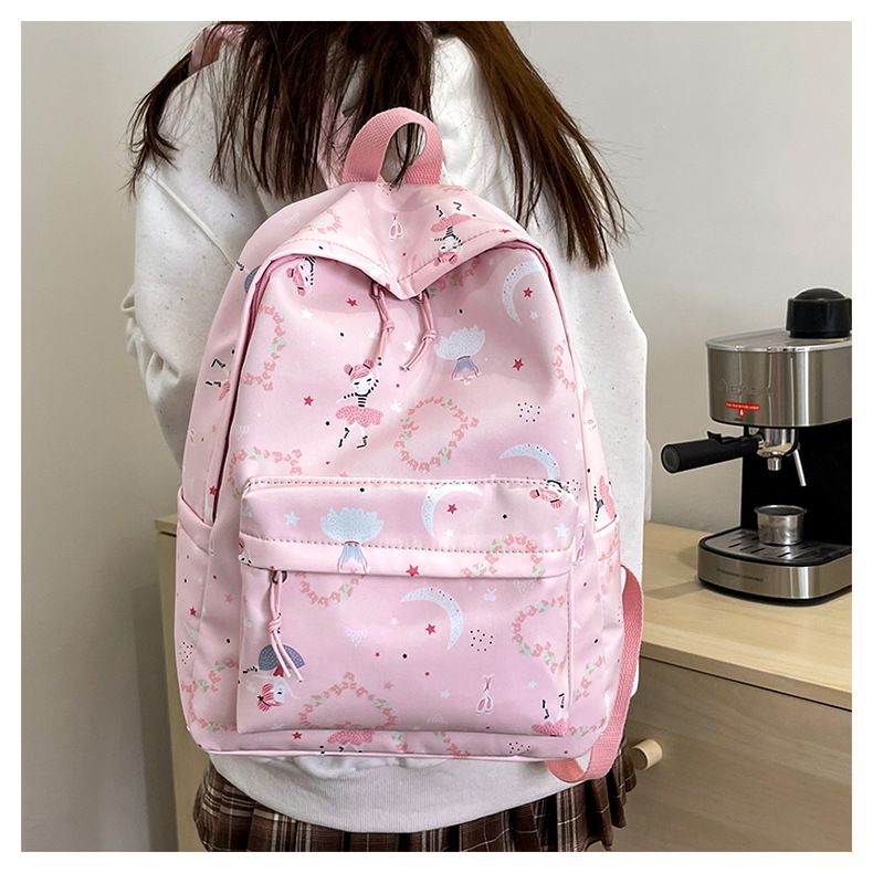 2024 New Heart Cute Pink Series Zaino di grande capacità Borsa da scuola per ragazza morbida stampata su Instagram_voghion.com