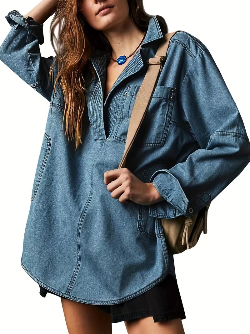 Damenbekleidung Langarmjacke V-Ausschnitt Modedesign Freizeitjacke_voghion.com