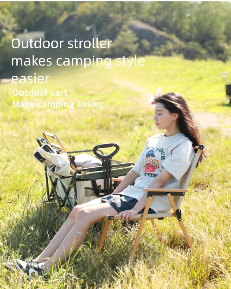 Outdoor Folding Extra Large Camping Handcart Small Picnic Table Board Camp Cart Trailer_voghion.com