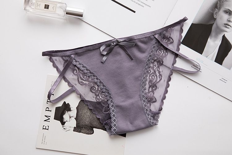 Roupa íntima Calcinha de renda de cor sólida Calcinha sexy Calcinha de renda de cintura baixa para mulheres_voghion.com
