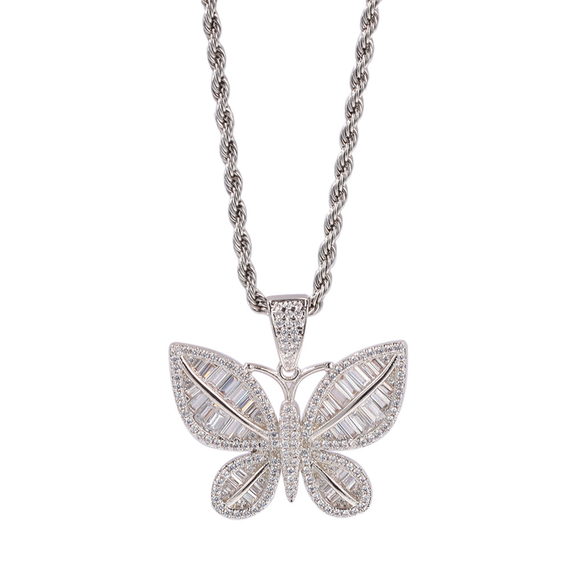 Collana di alta qualità in stile hip-hop per donne alla moda, catena per clavicola a farfalla con diamanti minimalista Instagram_voghion.com
