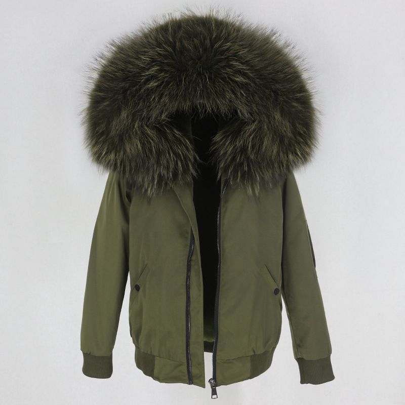 Abbigliamento donna nuovo parka con fodera in pelliccia artificiale ispessita, giacca con collo in pelliccia di volpe vera staccabile, cappotto di pelliccia_voghion.com