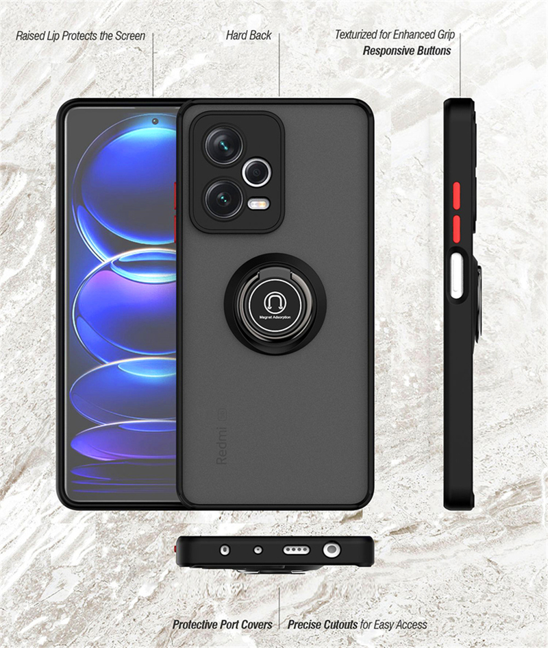 Magnetisk biltaske til Xiaomi Redmi Note 12 11 12s 10s 10 9 8 Pro 10C 12C Ringholdercover til Redmi Note 12 Pro Plus 5G_voghion.com
