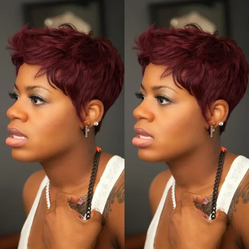 Korte Bobpruiken Rechte pruik van menselijk haar met pony Peruaanse maagdelijke haar Pixie Cut-pruik Goedkope pruik van menselijk haar voor zwarte vrouwen_voghion.com