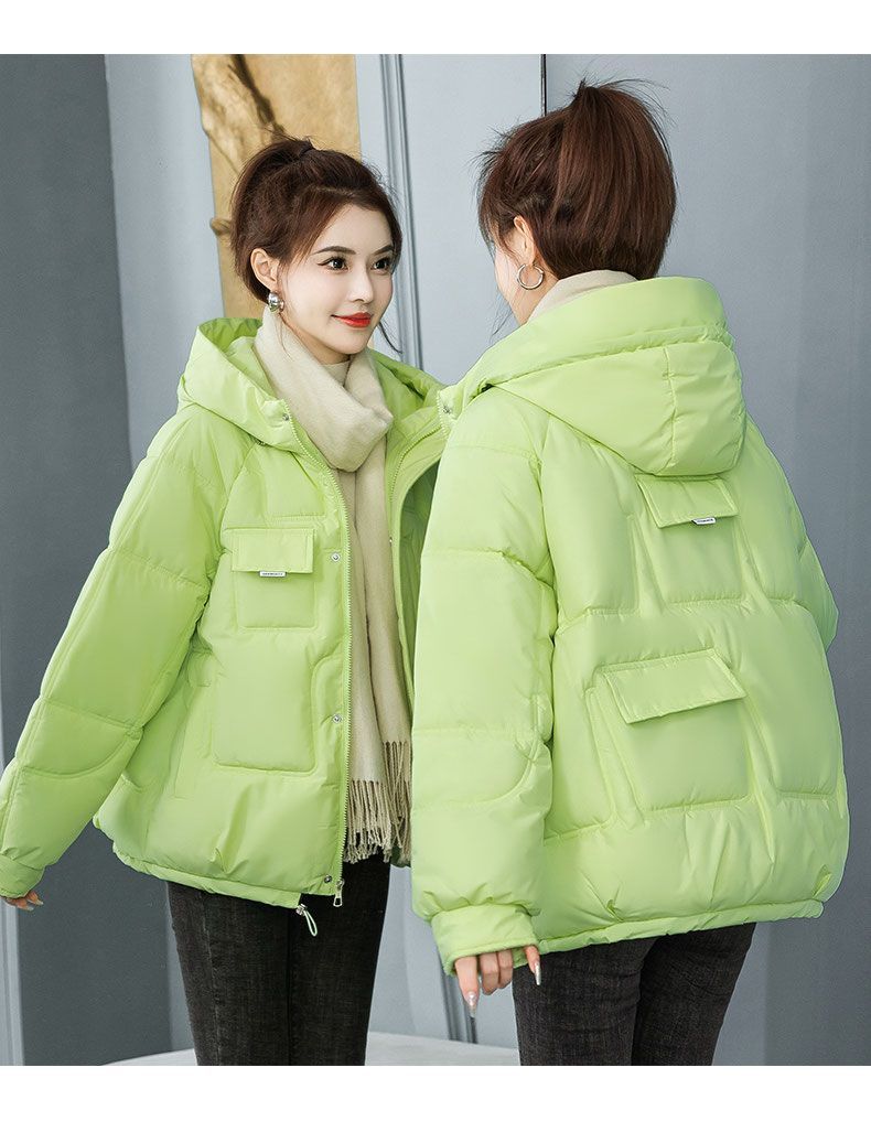 Kadın Kışlık Kapüşonlu Mont, Hafif Sıcak Mont, Büyük Beden Kısa Dış Giyim, Minyonlardan Kıvrımlılara Uygun Günlük Moda Parka_voghion.com