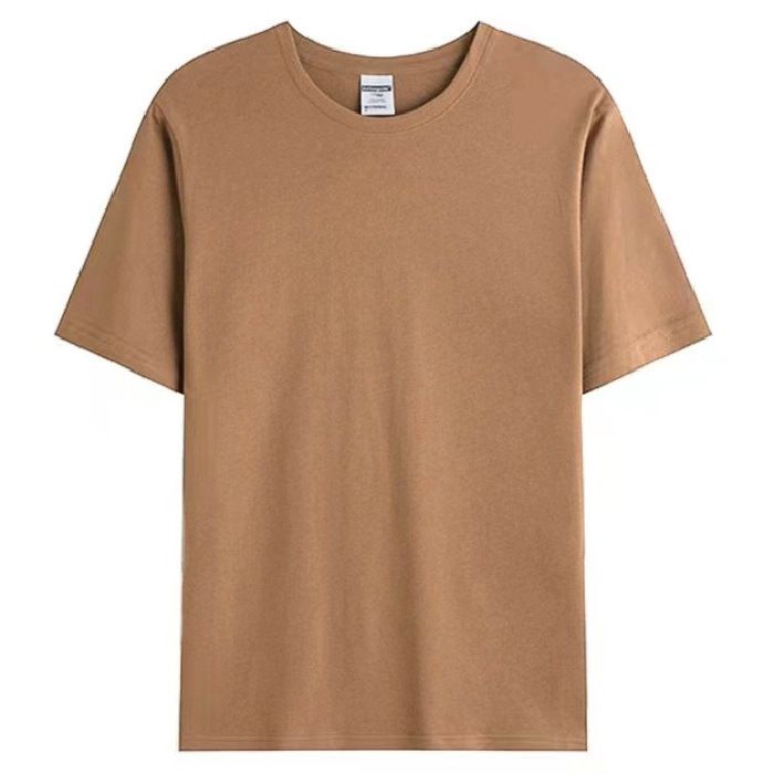 200g Combed Cotton Short Sleeved T-shirt For Summer Men, Loose And Simple Round Neck Solid Color Base Shirt_voghion.com