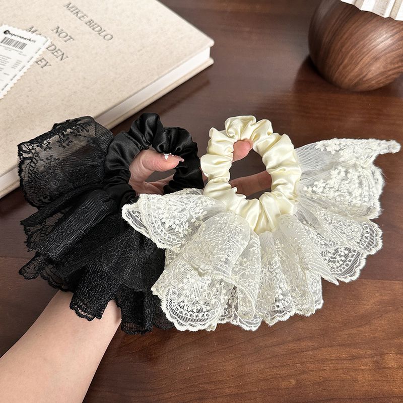 Lace Double Skirt Large Curly Clips Women's High-end Feeling Elegant Bun Ties Low Ponytail Rope Hair Accessories_voghion.com