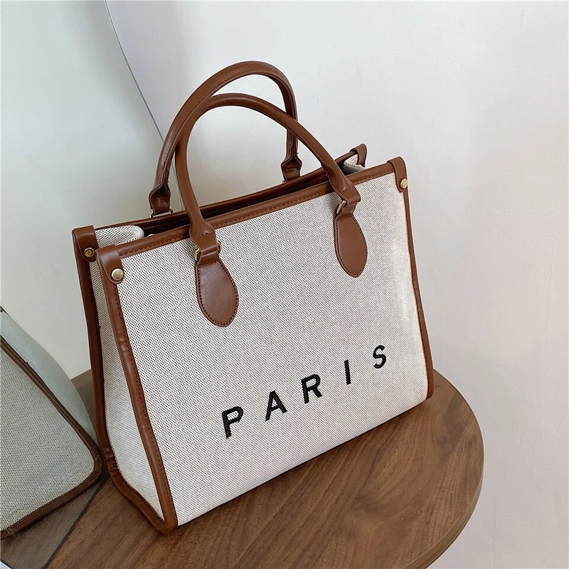Burminsa Canvas Large Commuting A4 Work Tote Handbags For Women 2023 Trend Luxury Designer Small Ladies Shoulder Crossbody Bags_voghion.com