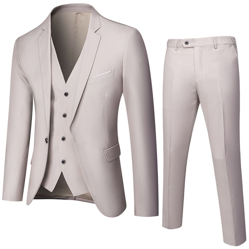 CT Herren Business Casual Hochzeit Bräutigam Smoking Anzug Einfarbig Dreiteiliges Set_voghion.com