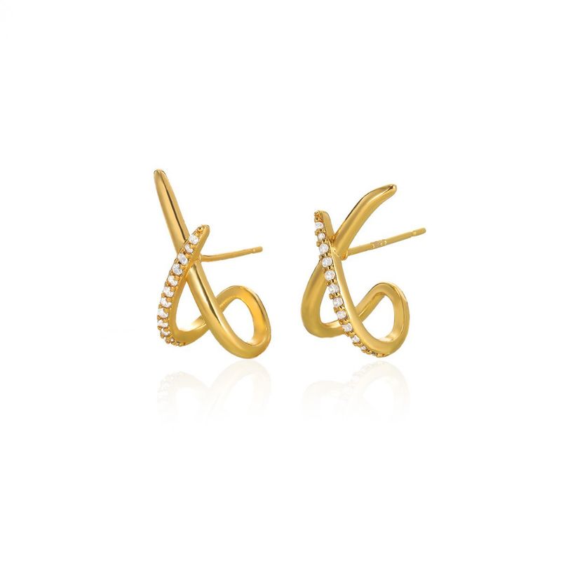 Orecchini da donna in rame e zircone con design semplice e di nicchia_voghion.com
