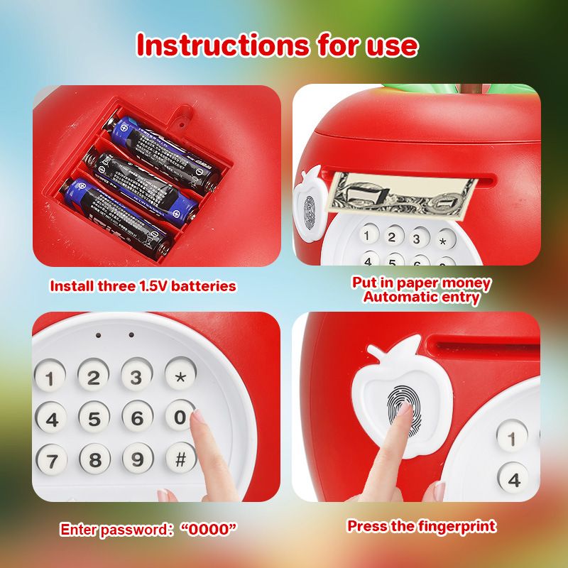 Salvadanaio per bambini con impronta digitale - Mini cassaforte sicura con blocco password, moderno salvadanaio in ABS per casa e ufficio_voghion.com