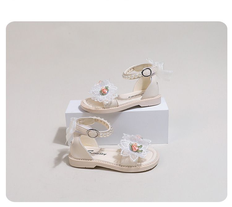 Mutter & Kinder Mädchen Sandalen Sommer Mode Prinzessin Schuhe 2024 Neue Kinder Blume Perle Weichen Boden Römische Schuhe Kleine und mittlere Kinder_voghion.com