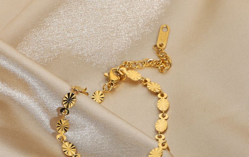 Gioielli con bracciale a catena in acciaio inossidabile 316 placcato oro squisito con petalo ovale fatto a mano_voghion.com