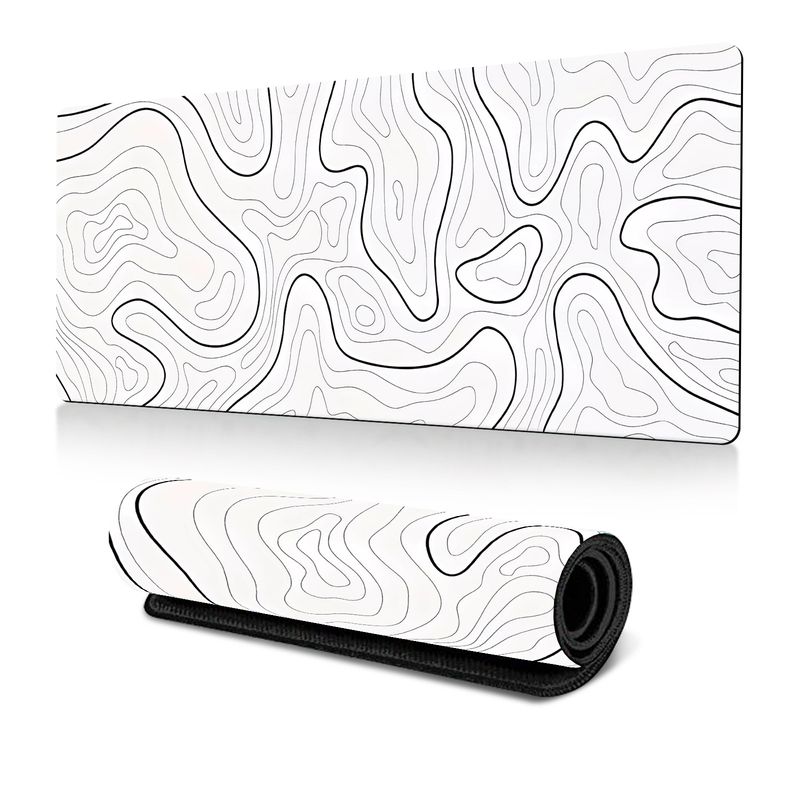 Hot-selling Black And White Contour Line Mouse Pad Large Terrain Texture Table Mat E-sports Table Mat Non-slip_voghion.com