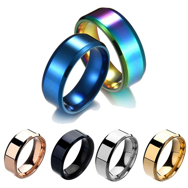 Vendita calda Uomo Argento Nero Acciaio Inossidabile Classico Colore Solido Metallo Bianco Matrimonio Fidanzamento Per Uomo Gioielli Anello Fascia_voghion.com