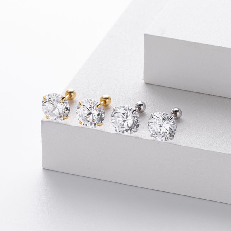 Gioielli da donna in argento sterling S925 con quattro griffe e orecchini a vite con zirconi, gioielli classici versatili, alla moda e semplici da donna_voghion.com