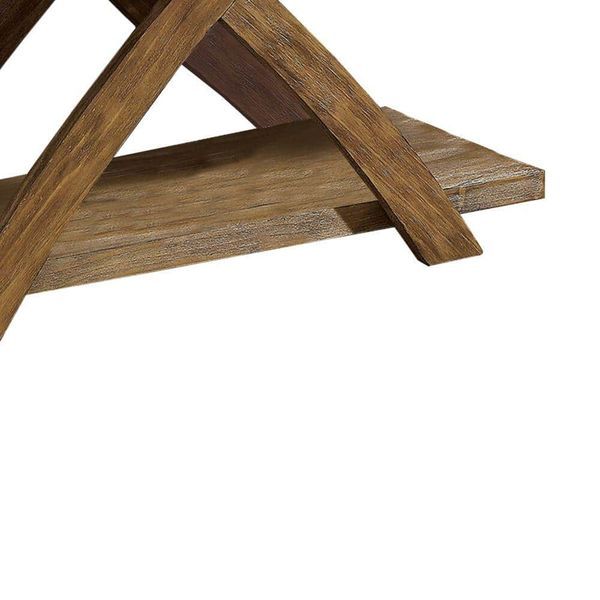 Transitional 1pc Sofa Table Occasional Tables Plank Style Top Antique Light Oak Open Bottom Shelf_voghion.com
