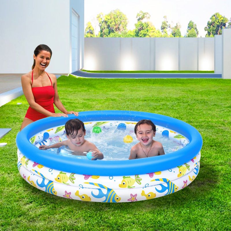 48x10' Inflatable Swimming Pool Blow Up Family Pool For 2 Kids Foldable Swim Ball Pool Center W/ 3 Velvets Water Drain Plug For Indoor Backyard Beach_voghion.com