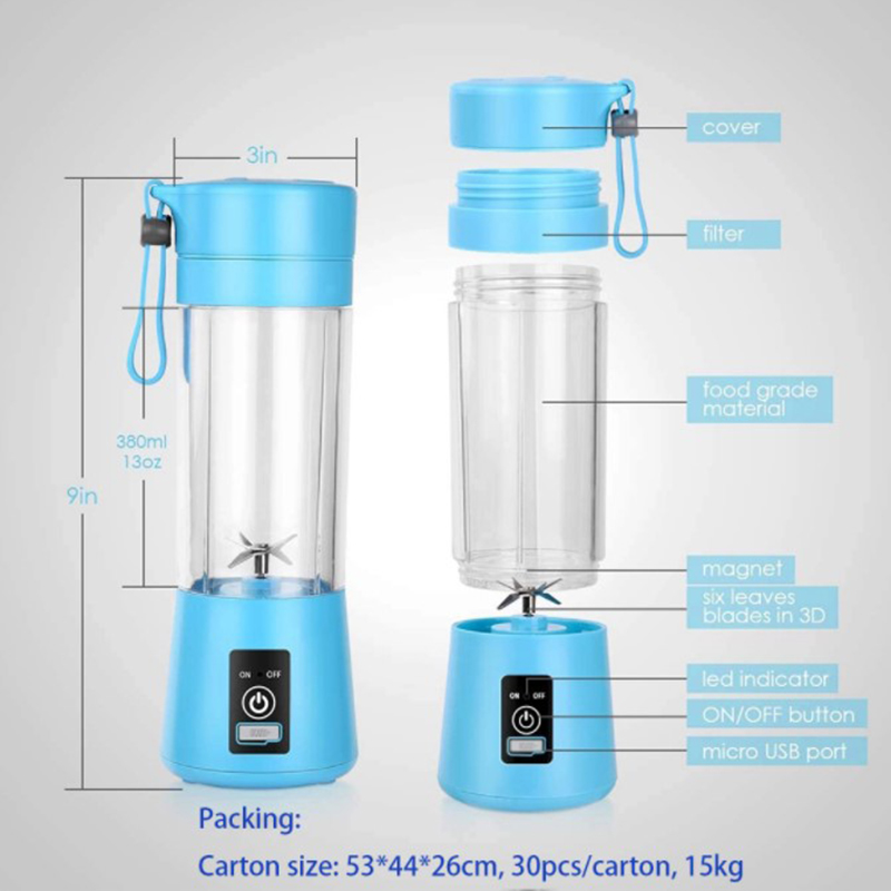 Vente chaude Mini mélangeur portable 400 ml électrique légumes fruits USB presse-agrumes extracteur Hines_voghion.com
