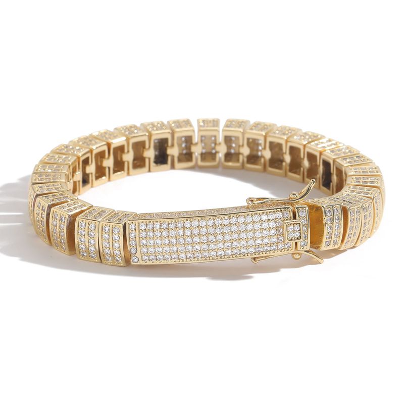 Men’s Jewelry Set Fashion New 10mm Bamboo Chain Hip Hop Bracelet Micro Inlaid Zircon Cuban Chain Personality Trend Brand Men's Clavicle Chain_voghion.com