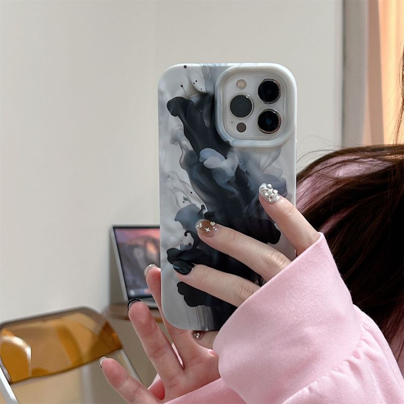 Naklejki wodne plisowane etui na telefon w stylu malowania olejem do iPhone'a 15 14 promax stereo 13 12 miękkie etui_voghion.com