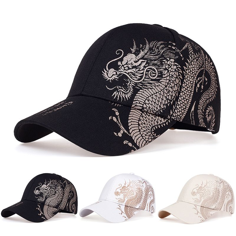New Arrivals Unisex Golden Dragon Printing Snapback Baseball Caps Spring and Autumn Outdoor Adjustable Casual Hats Sunscreen Hat_voghion.com