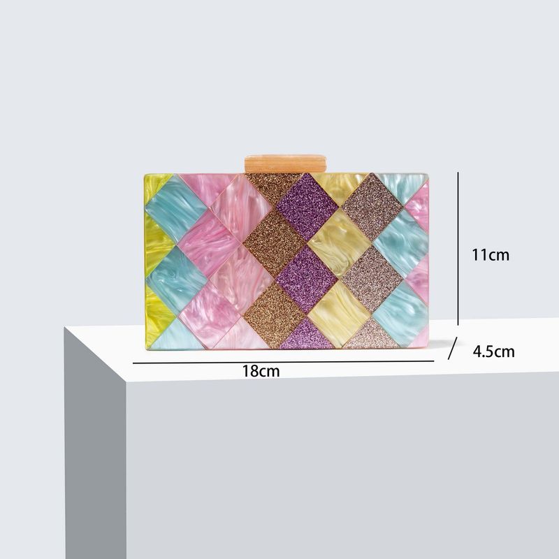 Borsa da donna a mano, con cuciture a contrasto, in acrilico, con una spalla, pochette diagonale per feste di matrimonio_voghion.com