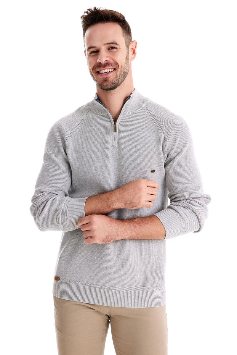 Herbst und Winter neuer halboffener Brustpullover mit langen Ärmeln, Stehkragen, einfarbig, vielseitiges, lässiges Herrenoberteil_voghion.com