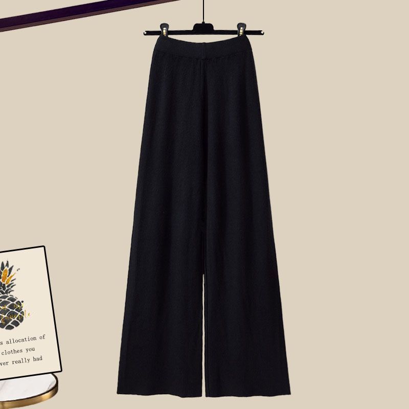 Women’s Clothing Fashion autumn suit women sweater women new large size women's shirt wide leg pants three piece knitted slim_voghion.com