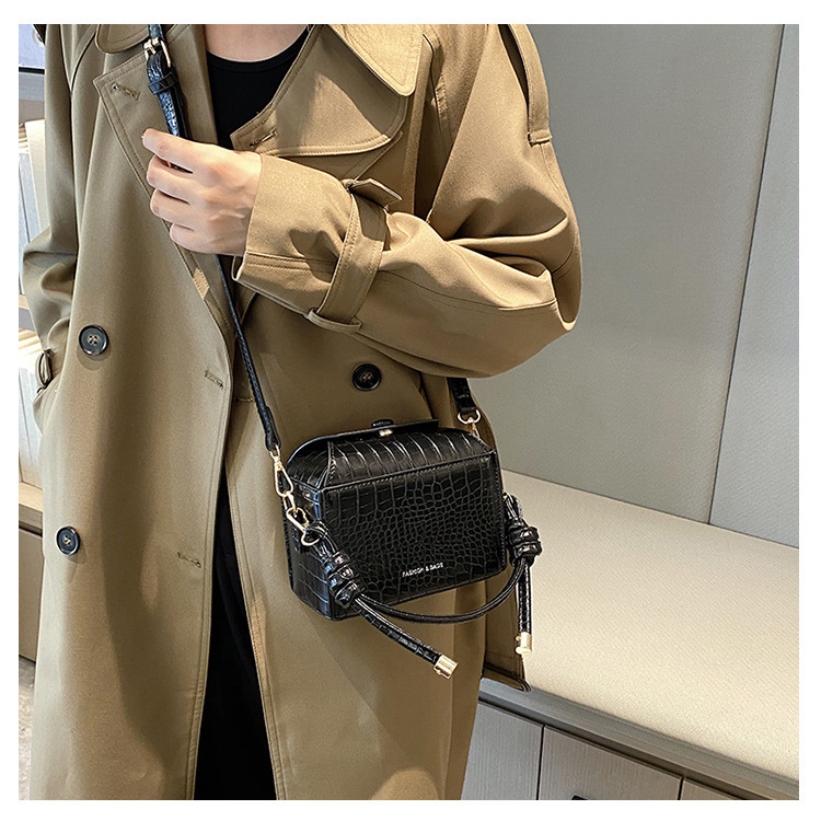 2024 New Sensation Kvinnors Krokodilmönster Handväska Square Box Style Crossbody Bag_voghion.com
