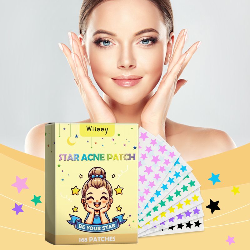 Wiieey Star Akne-Pflaster zum Aufhellen von Narben, Reinigen von Akne im Gesicht bei geschlossenem Mund, tragbares Cartoon-Akne-Reinigungspflaster_voghion.com